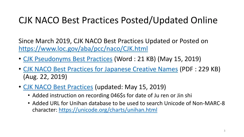 cjk naco best practices posted updated online