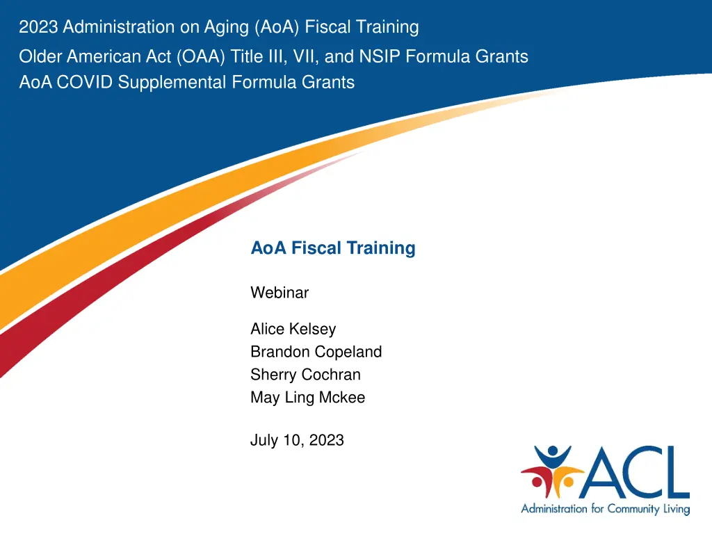 2023 administration on aging aoa fiscal training