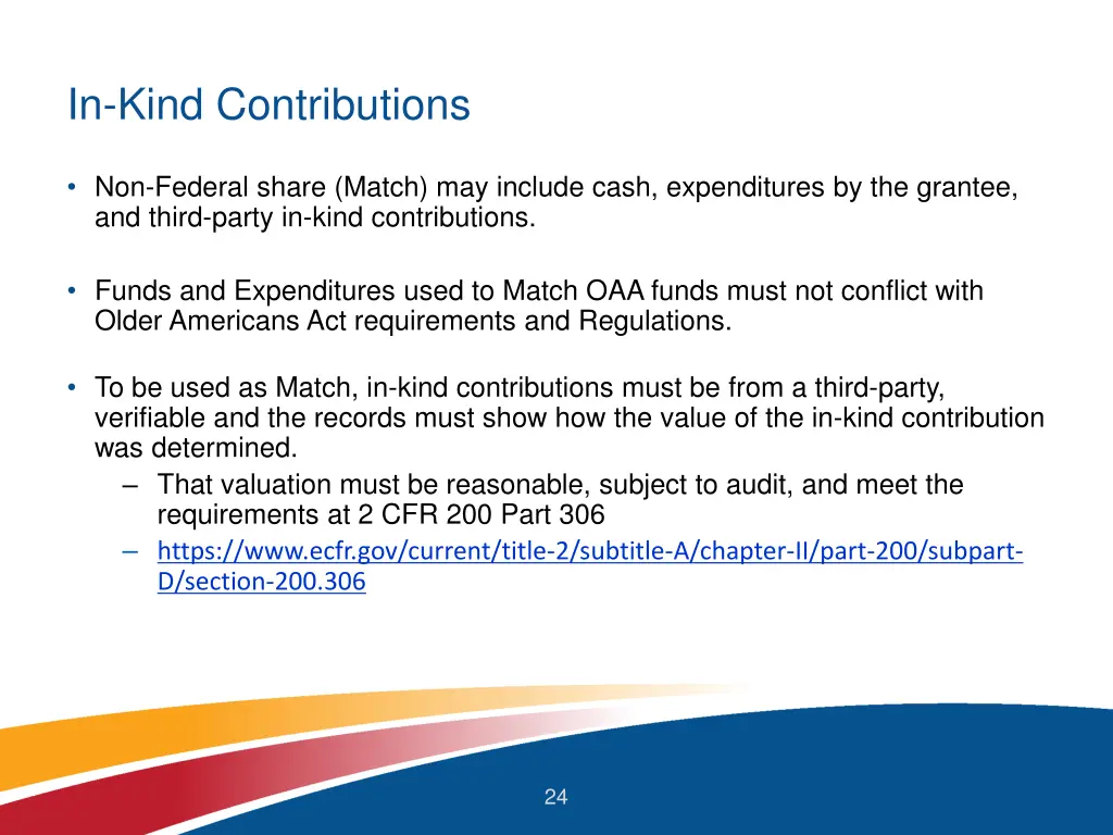 in kind contributions