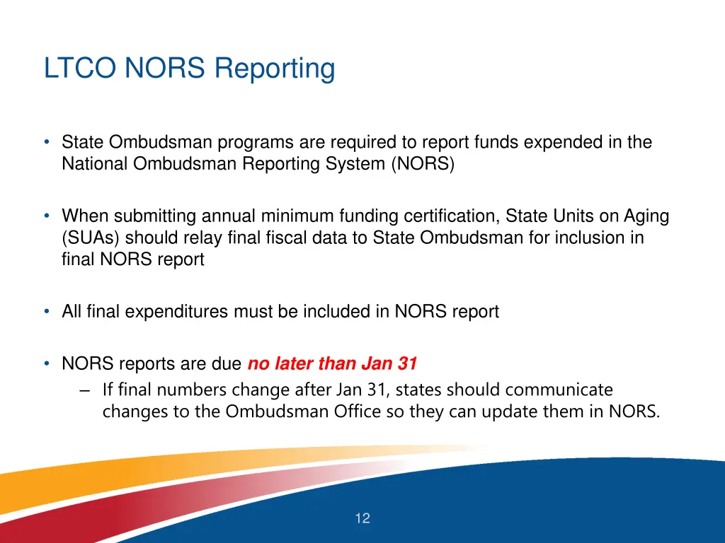 ltco nors reporting