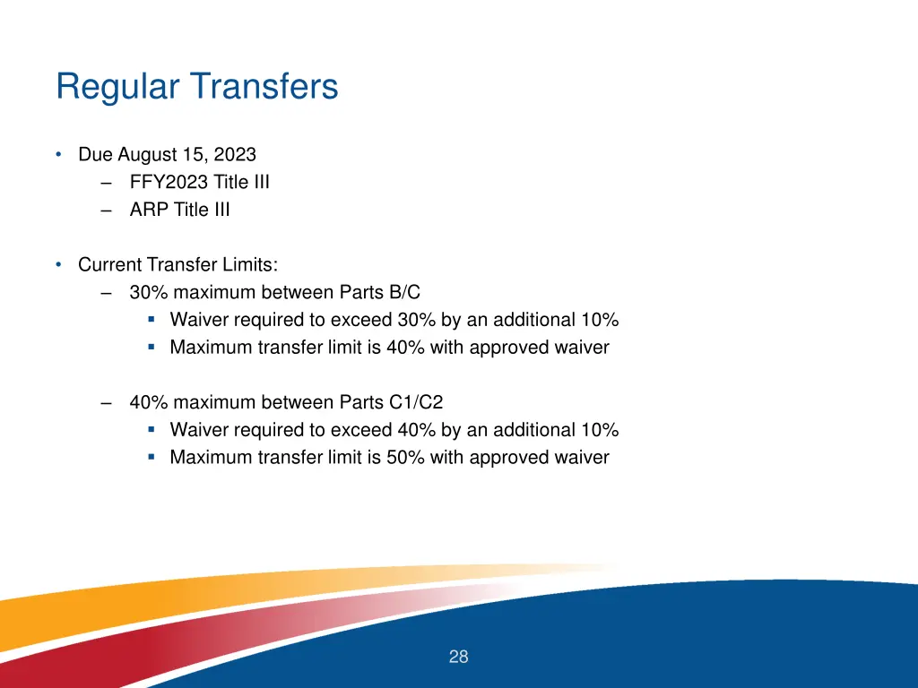 regular transfers