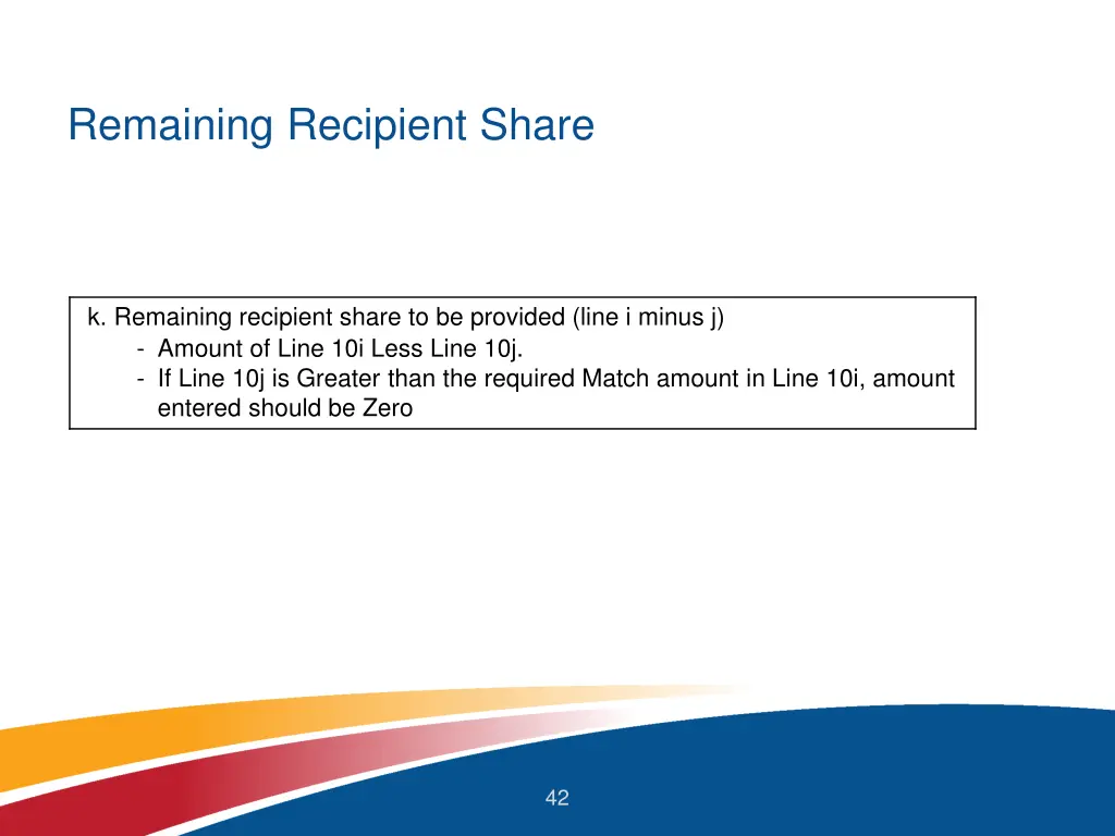 remaining recipient share