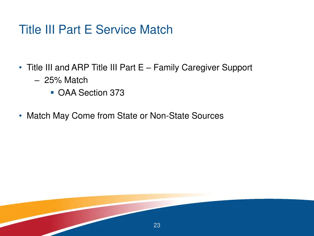 title iii part e service match