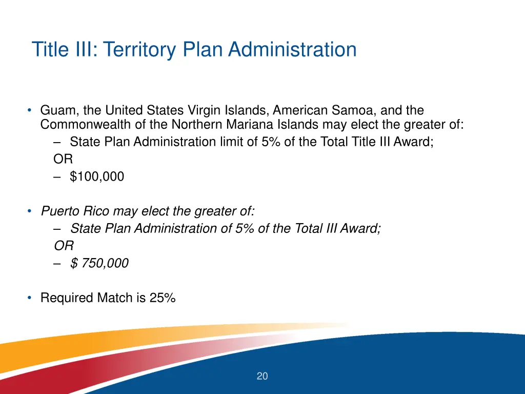 title iii territory plan administration