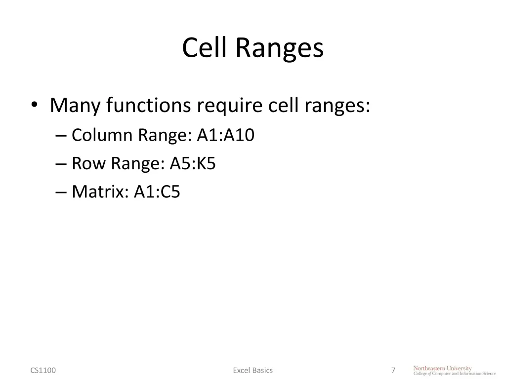 cell ranges