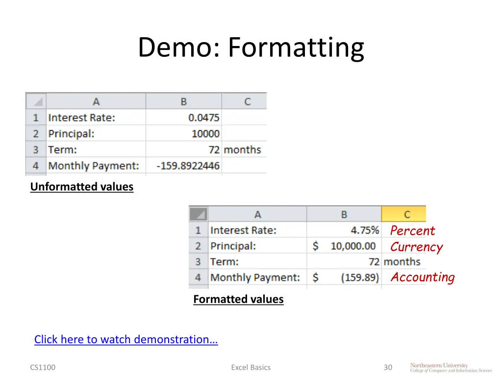 demo formatting