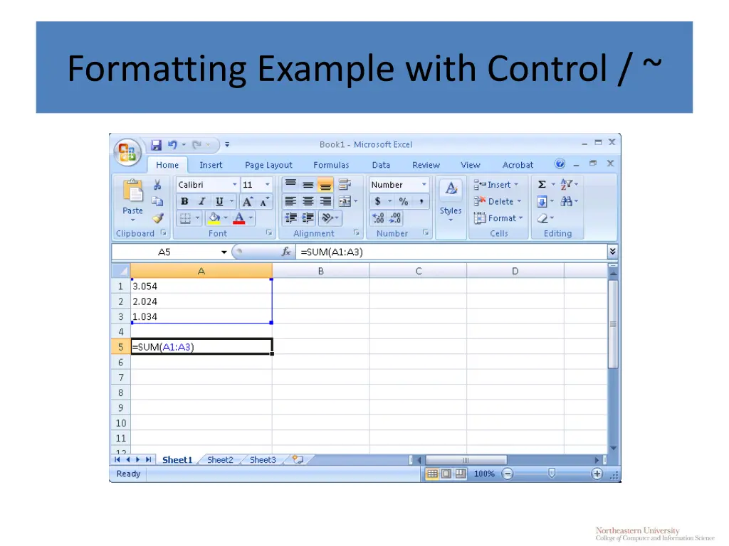 formatting example with control