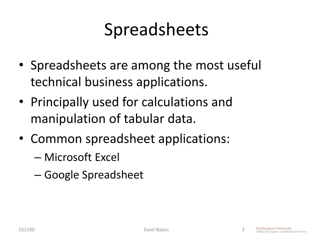 spreadsheets