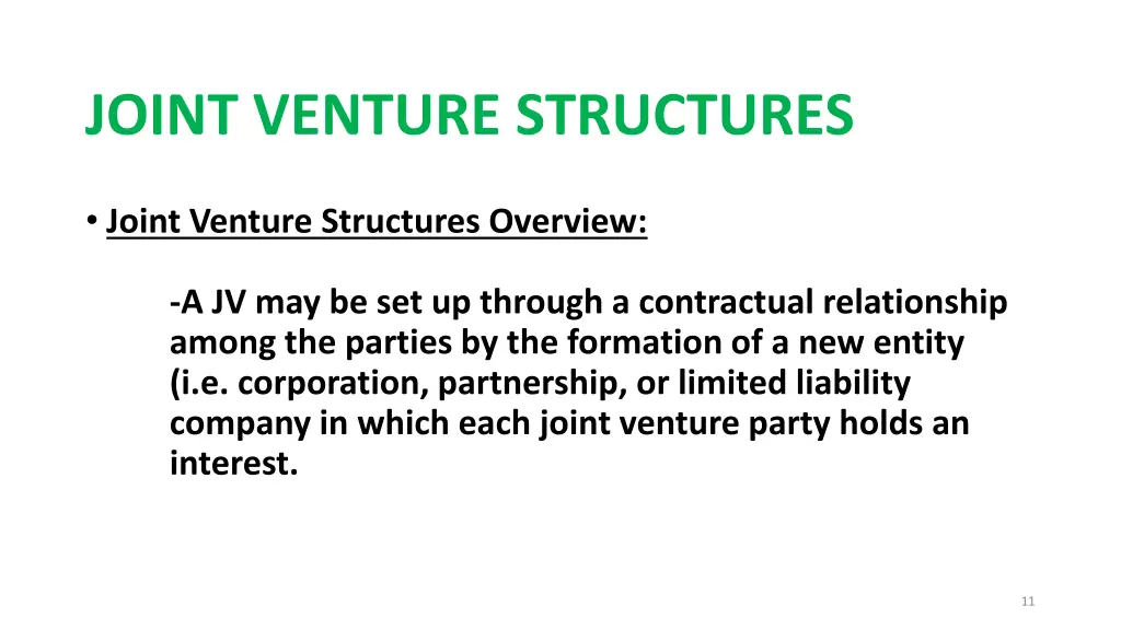 joint venture structures