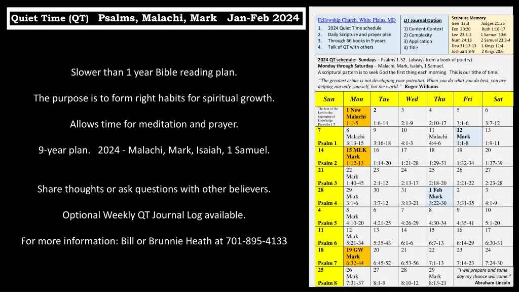 quiet time qt psalms malachi mark jan feb 2024