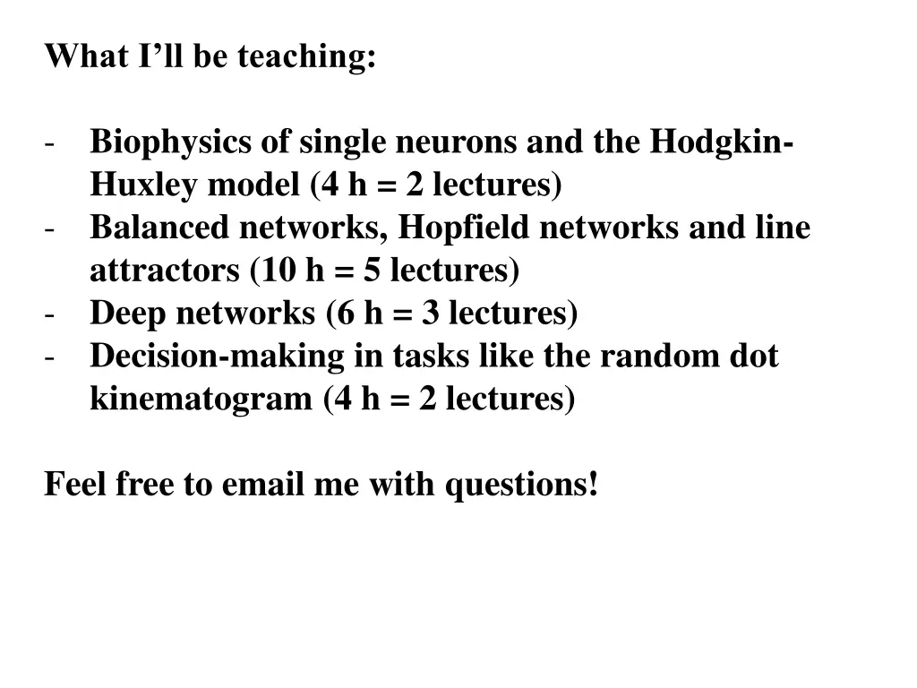 what i ll be teaching