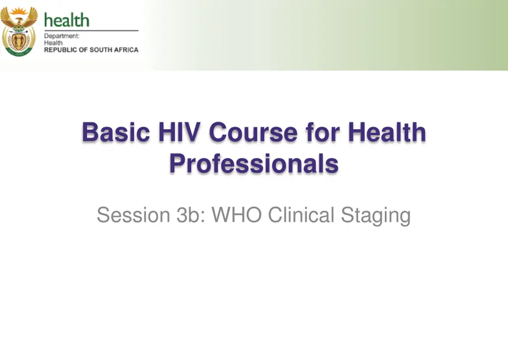 basic hiv course for health professionals