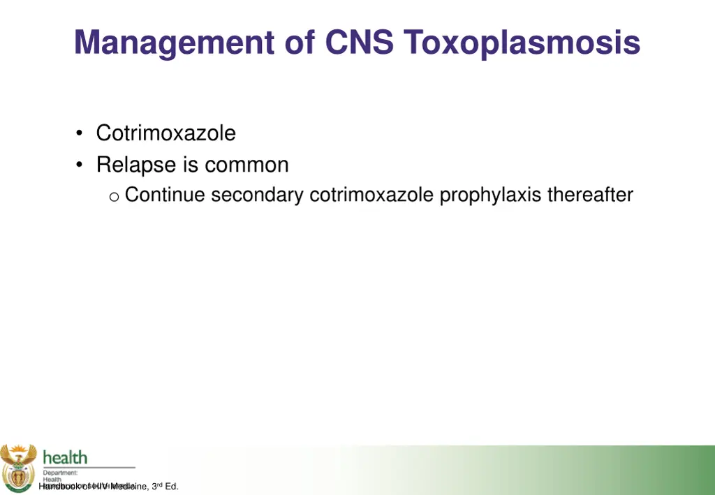 management of cns toxoplasmosis