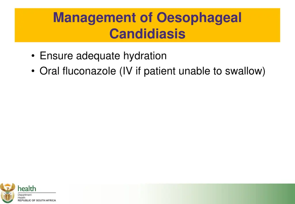 management of oesophageal candidiasis