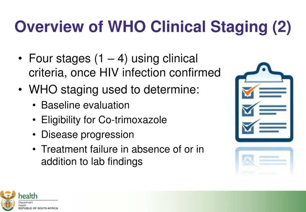 overview of who clinical staging 2