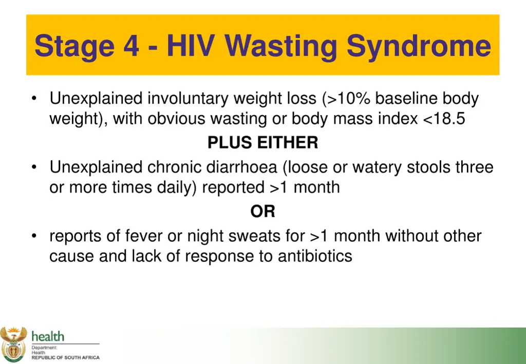 stage 4 hiv wasting syndrome unexplained