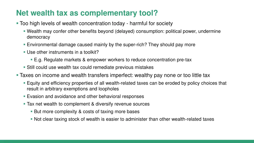 net wealth tax as complementary tool