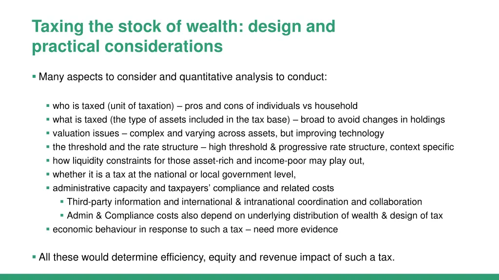 taxing the stock of wealth design and practical