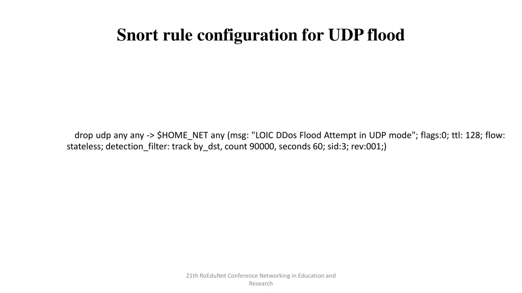 snort rule configuration for udp flood