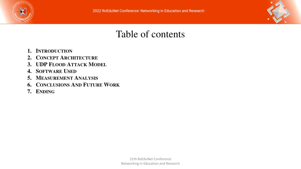table of contents