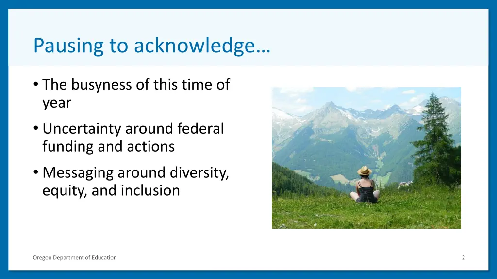 pausing to acknowledge