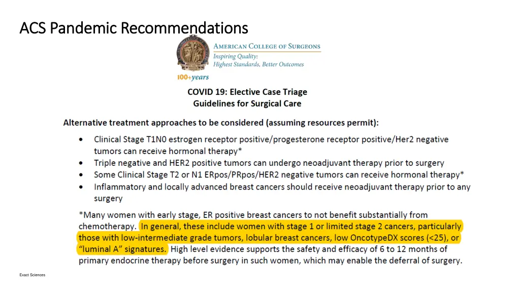 acs pandemic recommendations acs pandemic