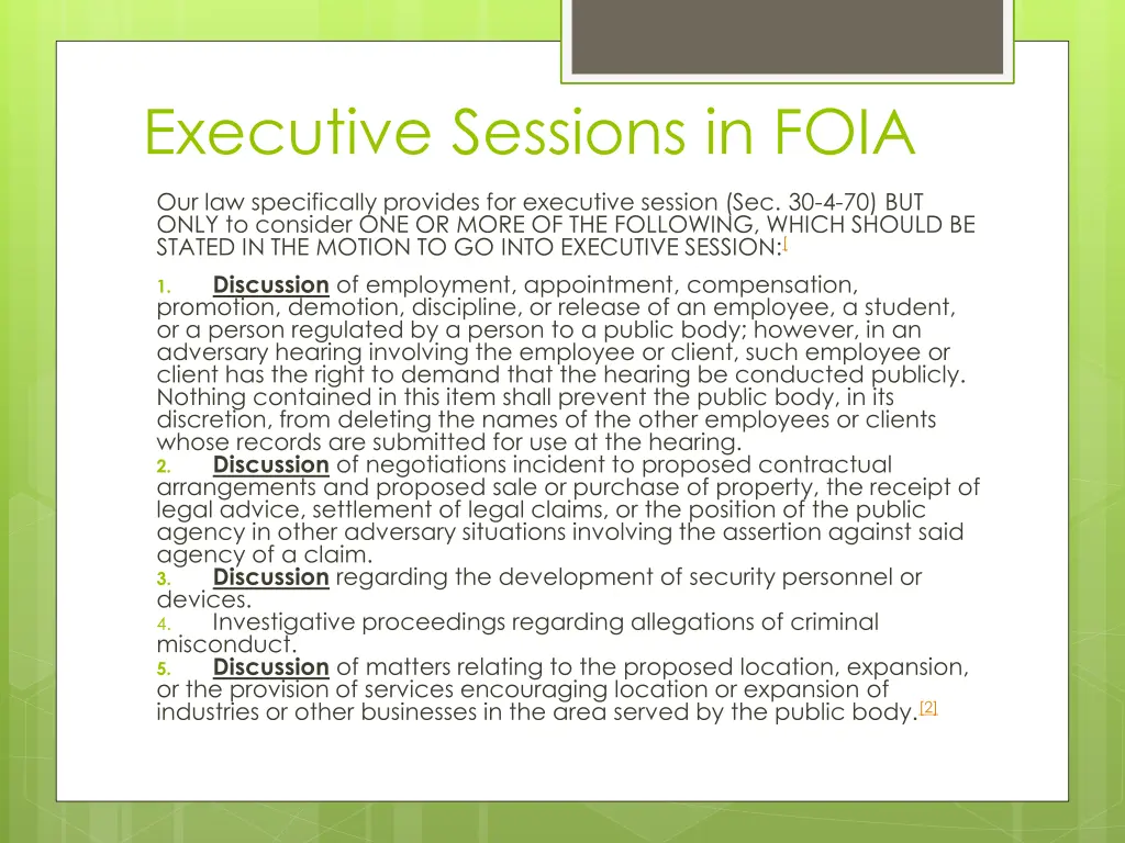 executive sessions in foia