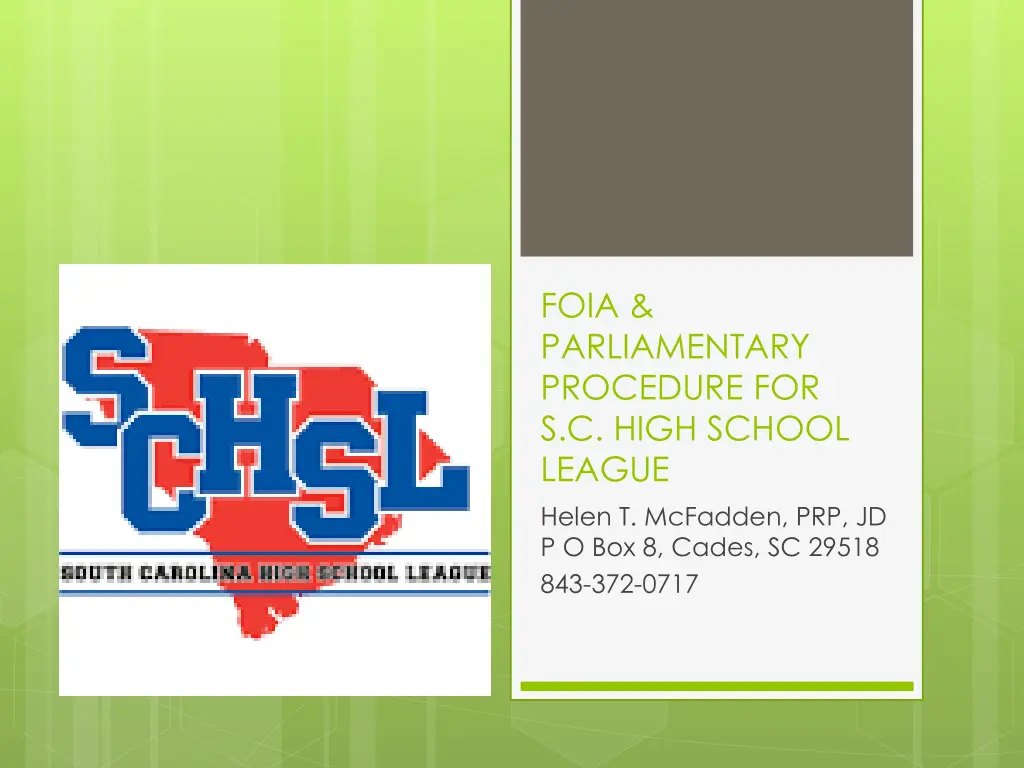 foia parliamentary procedure for s c high school