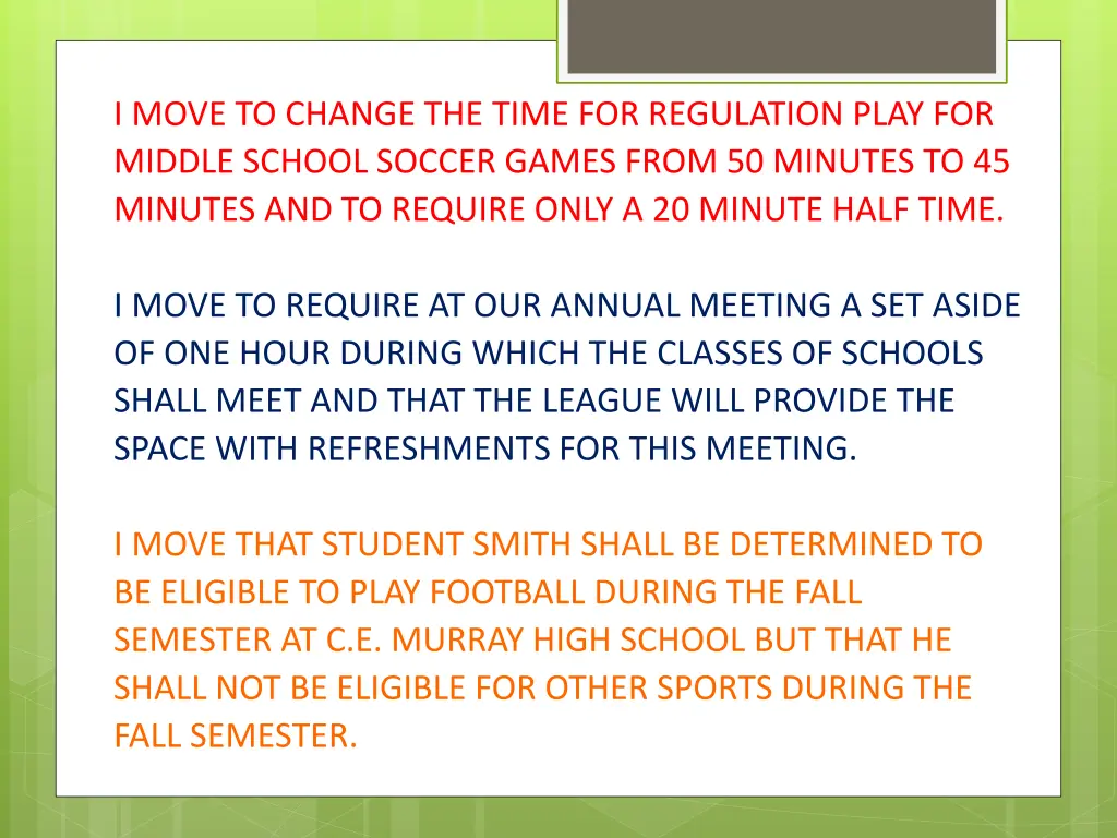 i move to change the time for regulation play