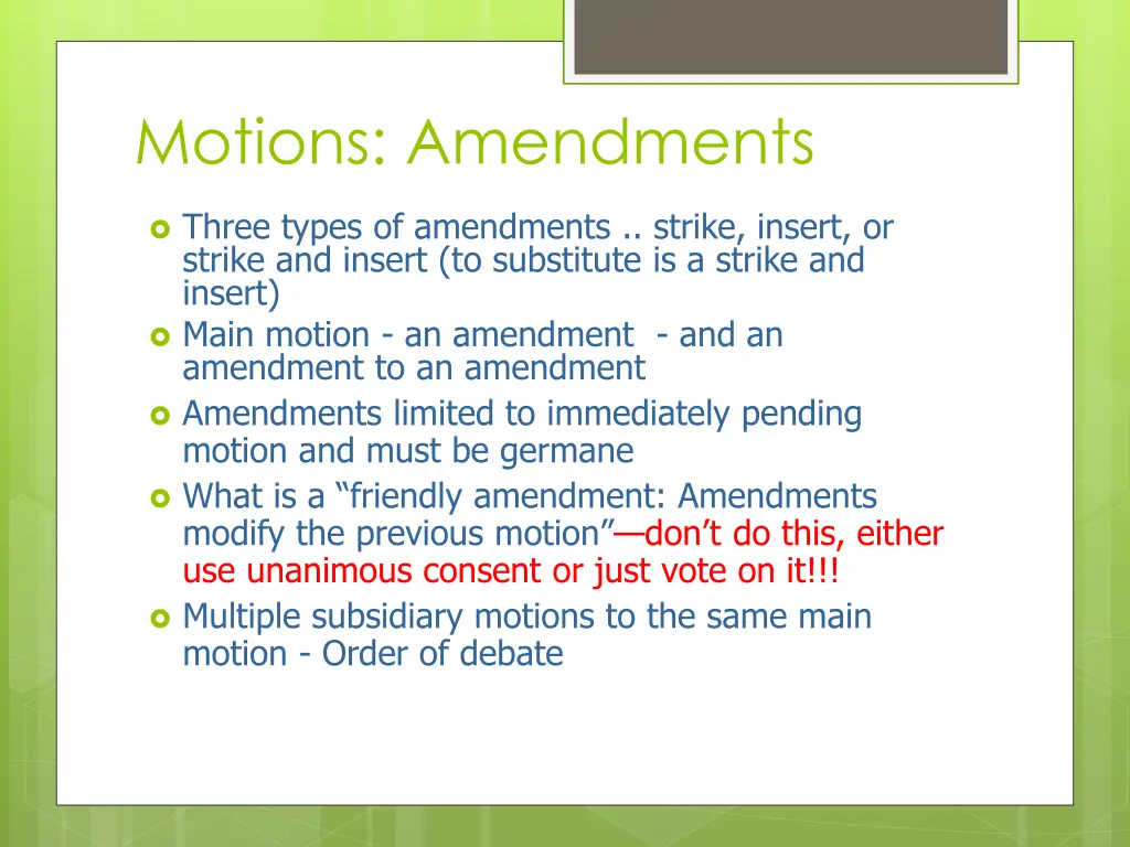 motions amendments