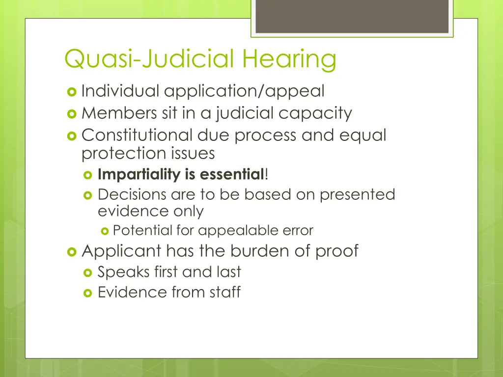 quasi judicial hearing