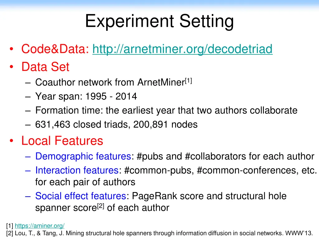 experiment setting