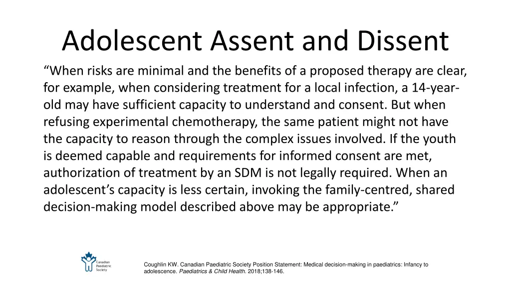 adolescent assent and dissent when risks