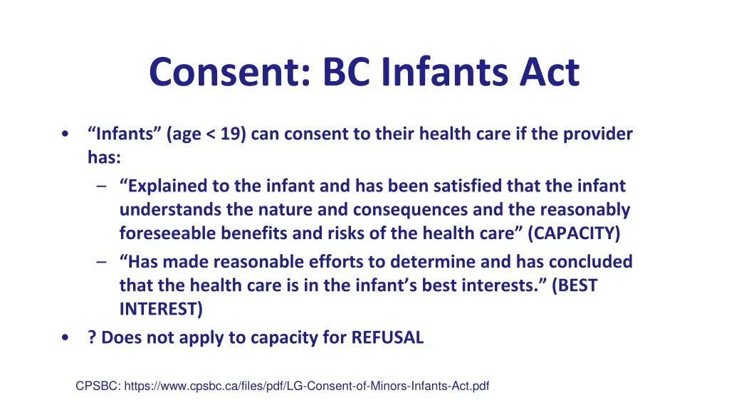 consent bc infants act