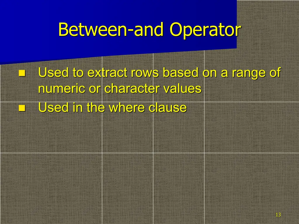 between and operator