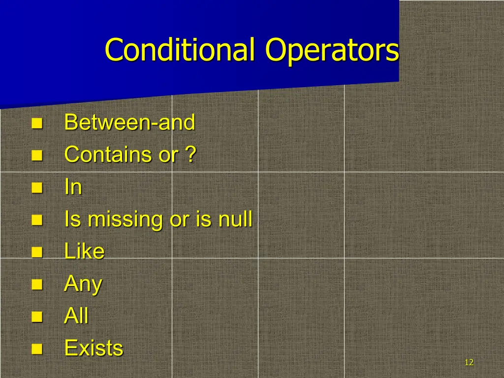 conditional operators