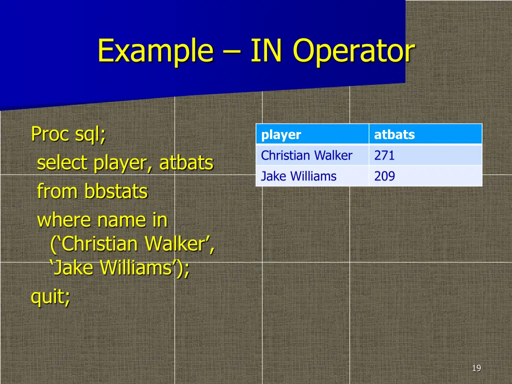 example in operator