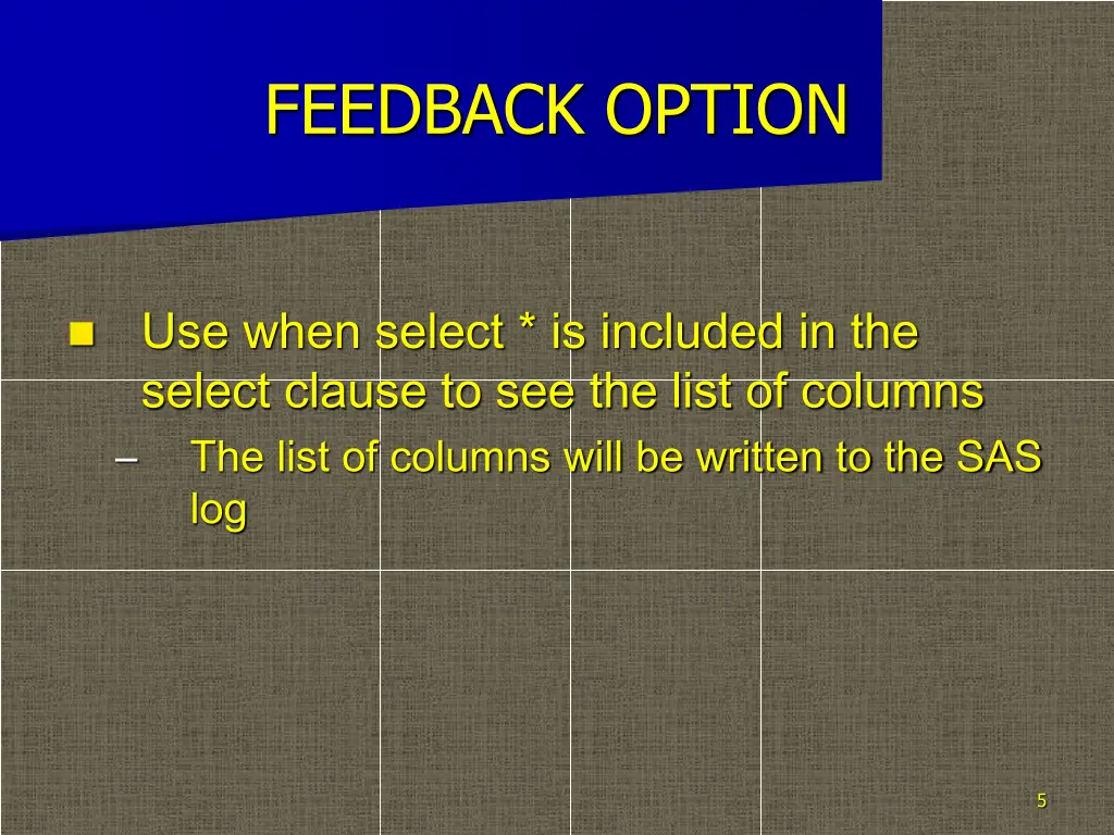feedback option