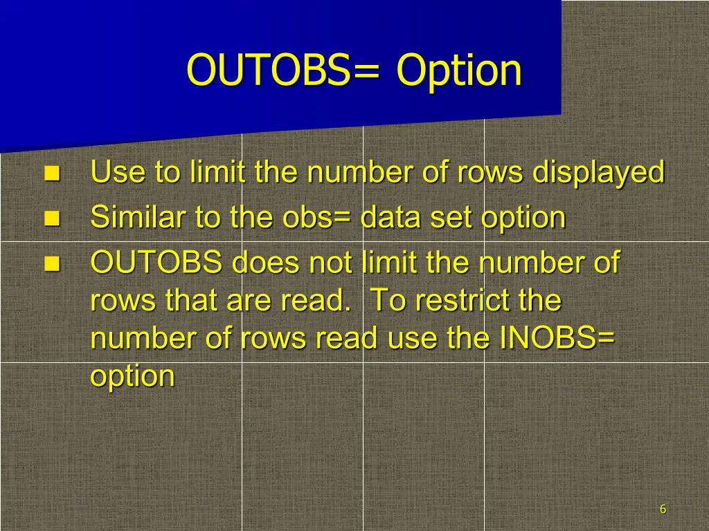 outobs option