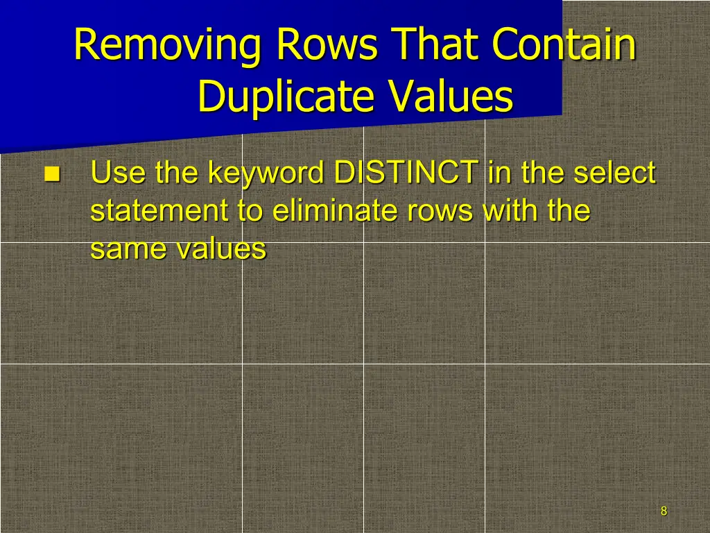 removing rows that contain duplicate values