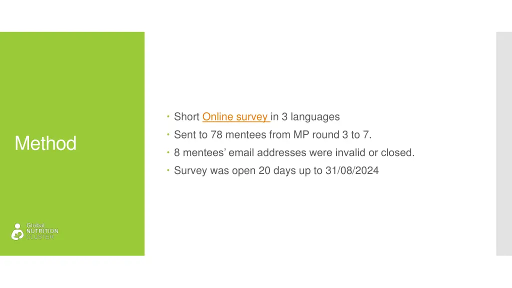 short online survey in 3 languages