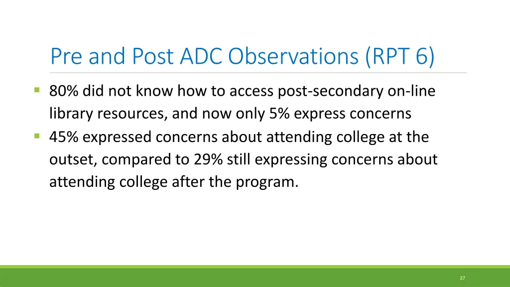 pre and post adc observations rpt 6 1