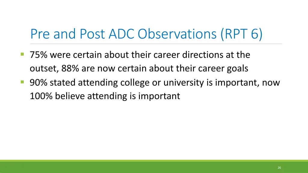 pre and post adc observations rpt 6
