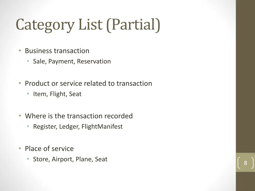 category list partial
