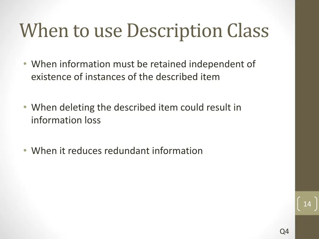 when to use description class