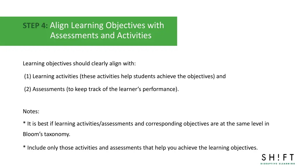 step 4 align learning objectives with assessments