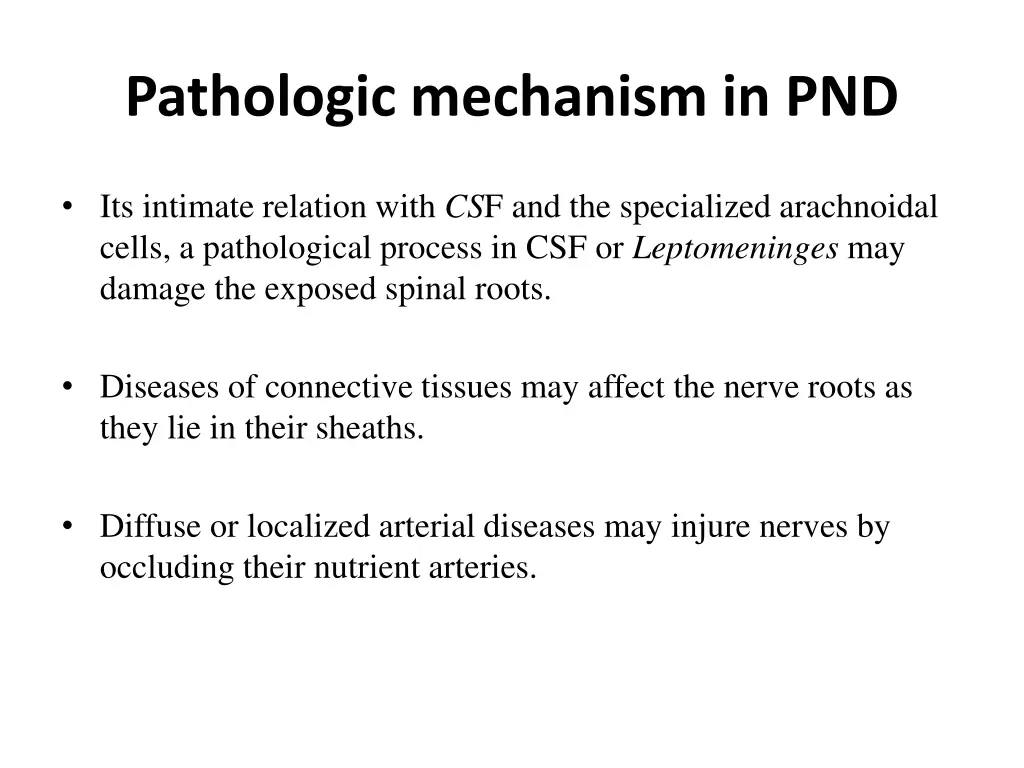 pathologic mechanism in pnd
