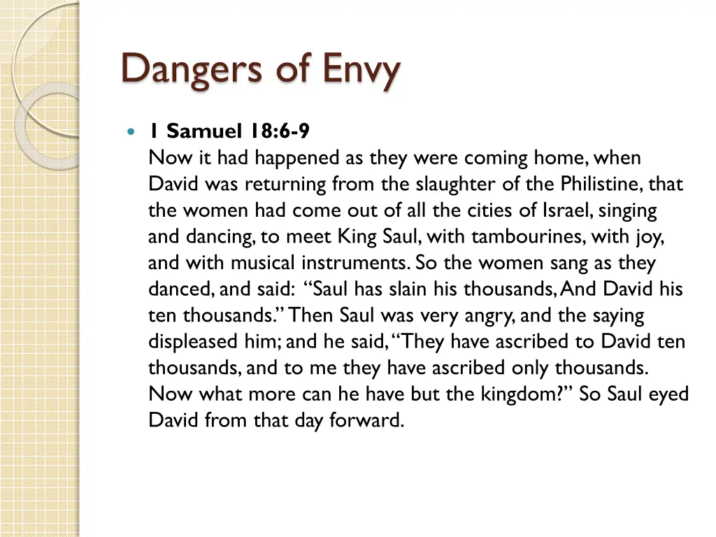dangers of envy