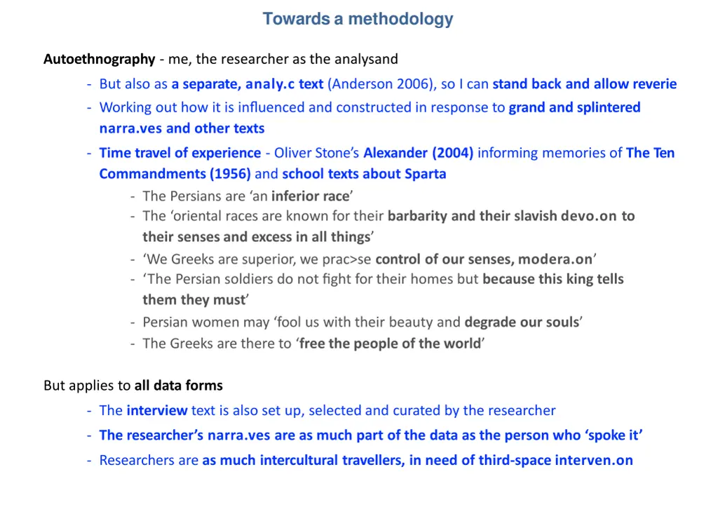 towards a methodology