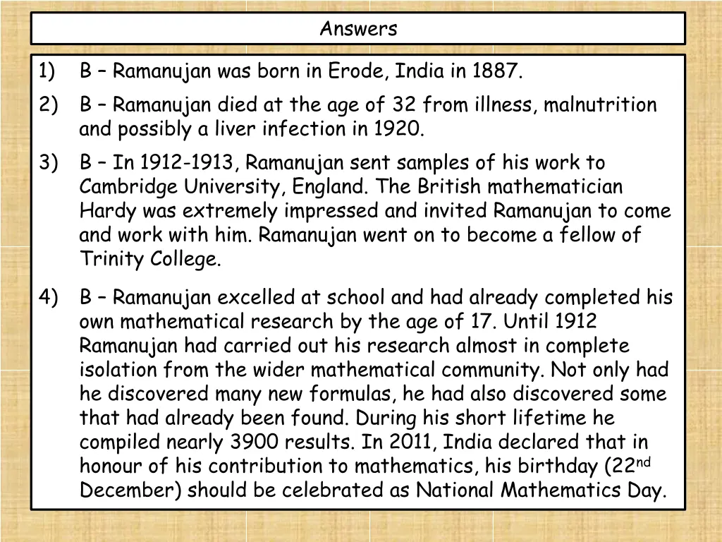 answers